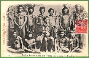 ah2854 - BRAZIL - VINTAGE POSTCARD Postal Antigua - Indios Costumes - 1912
