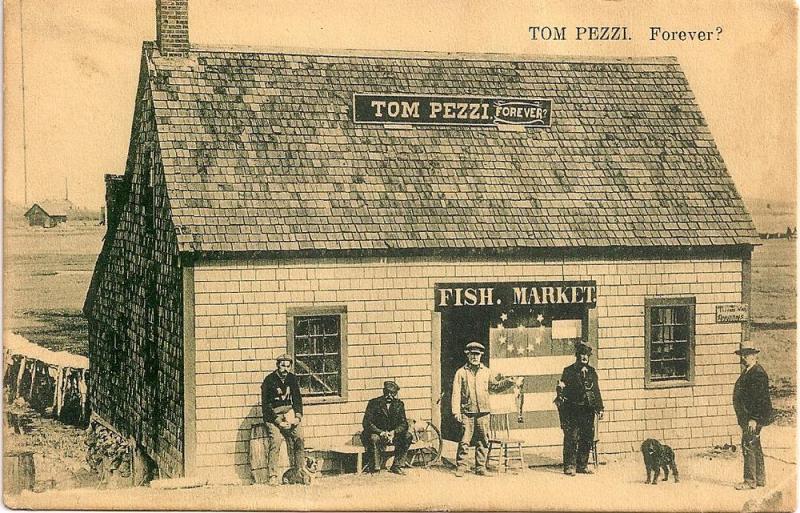 GREEN HARBOR,MA postcard-tom pezzi \FOREVER\? fish market 