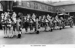 British Royalty 1955 Queen Elizabeth II Coronation Coach RPPC postcard C355