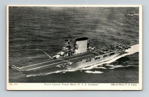 Postcard US Navy USS Lexington Plane Leaving Flight Deck WW2 Era 1943 Z11