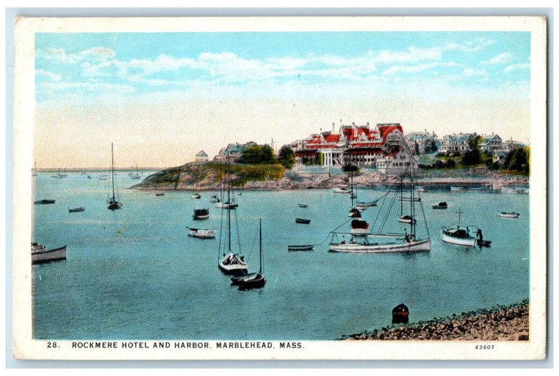 1929 Rockmere Hotel and Harbor Marblehead Massachusetts MA Vintage Postcard