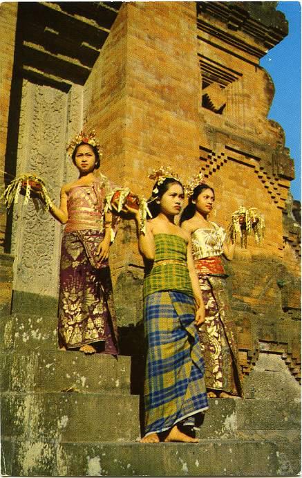 Balinese Girls in the Temple Festival Fashions - Bali, Indonesia