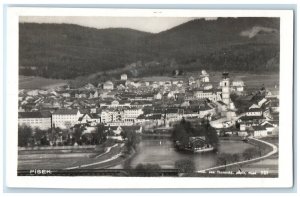 1940 General View Houses Buildings Hills Pisek Czech Republic Postcard