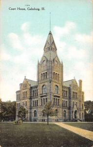 Galesburg Illinois Court House Street View Antique Postcard K58607