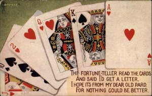 Playing Cards Fortune Teller Said I'd Get a Letter c1920 Postcard