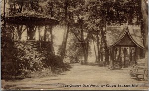 Vtg 1910s Quaint Old Well Glen Island New York NY Postcard