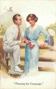 1916 Couple romance artist impression Henderson & Sons Postcard 21-14254