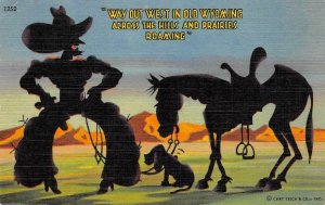 Way Out West In Old Wyoming Cowboy & Horse Western Comic 1954 Vintage Postcard