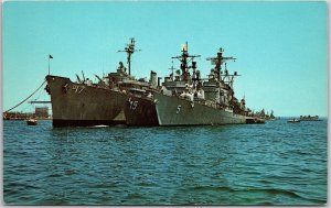 San Diego California CA, Coronado Ferry, U.S. Navy Ships, Vintage Postcard