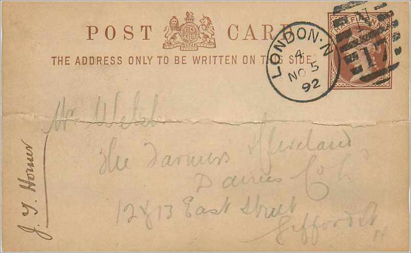 Entier Postal Stationery Postal Britain Great Britain 1 / 2p 1892 London