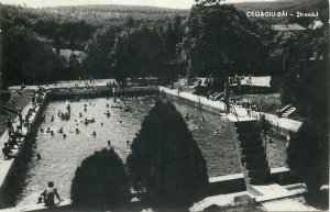 Romania carte postala Geoagiu Bai Strand piscina exterioara vedere panoramica