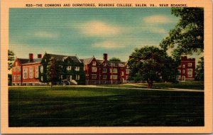 Vtg 1930s Roanoke College Commons and Dormitories Salem Virginia VA Postcard