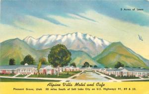 Alpine Villa Motel Cafe 1940s Pleasant Grove Utah Colorpicture linen 2345