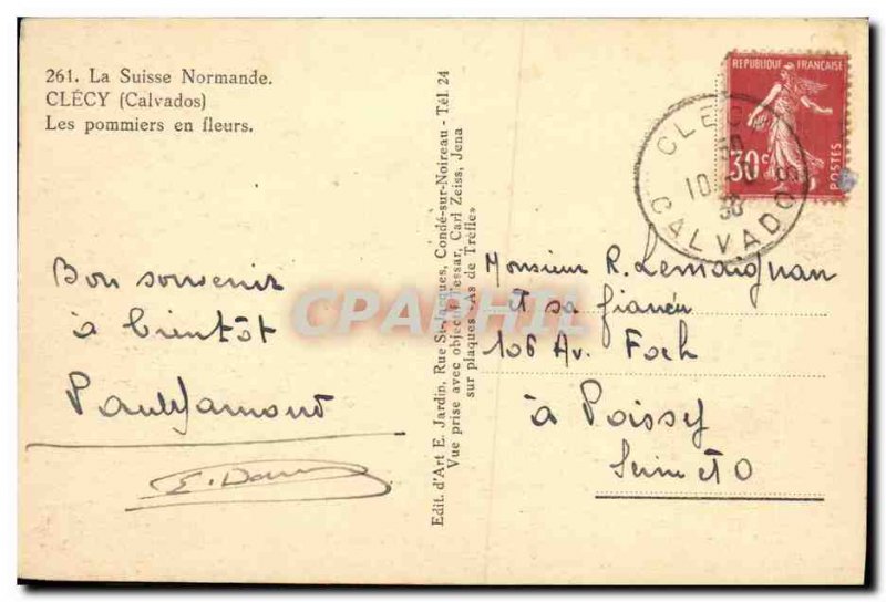 Old Postcard Clecy The apple blossoms Sheep