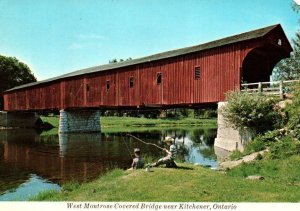 VINTAGE POSTCARD CONTINENTAL SIZE WEST MONTROSE COVERED BRIDGE KITCHENER ONTARIO