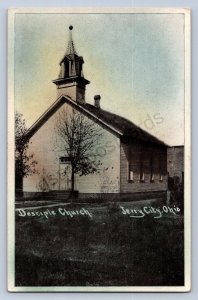 J99/ Jerry City Ohio Postcard c1910 Desciple Church 212