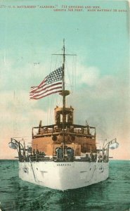US Battleship Alabama #1271 Mitchell 1908 Postcard 22-3270