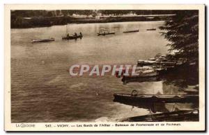 Old Postcard Vichy Edges From & # 39Allier Boats Of Promenade And Sinners