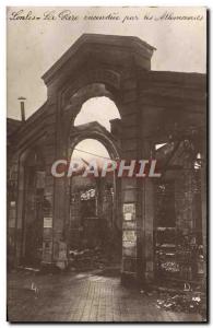 Old Postcard Senlis The Incondiee station by German Militaria