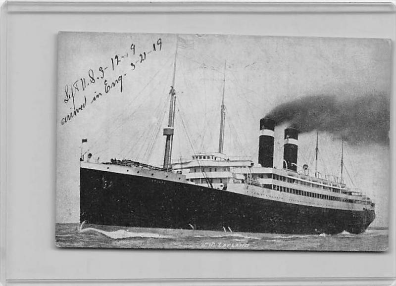 5045  S.S. Lapland Passenger Ship  arriving in England 3/21/19 Red Star Line