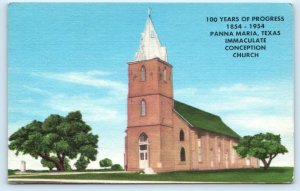 PANNA MARIA, TX ~Polish IMMACULATE CONCEPTION CHURCH 1954 Karnes County Postcard