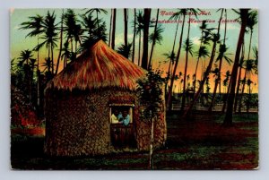 NATIVE HUT SANDWICH OR HAWAIIAN ISLANDS HAWAII POSTCARD (c. 1910)