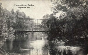 Ligonier Indiana IN Pigeon Street Bridge Vintage Postcard