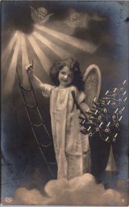 Victorian Angel Girl Christmas Tree Vintage RPPC C180