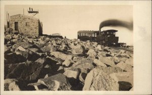 Pikes Peak Colorado CO RR Train at Summit c1910 Unidentified Real Photo Postcard