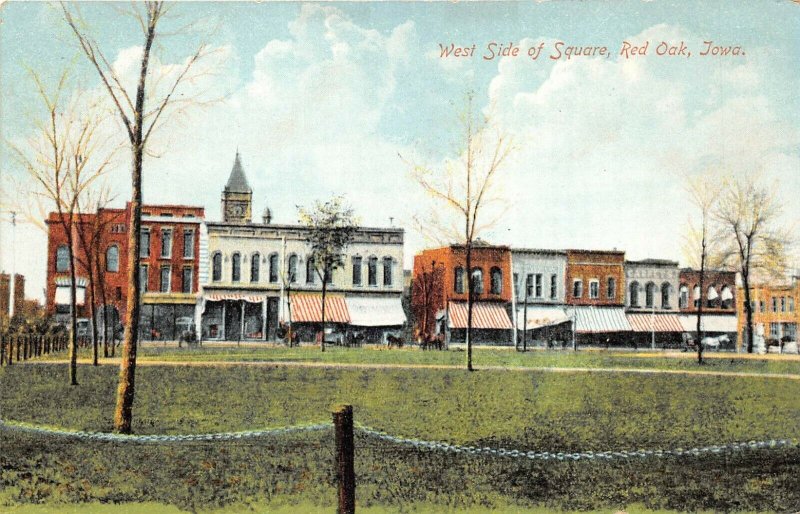 Red Oak Iowa c1910 Postcard West Side Of Square