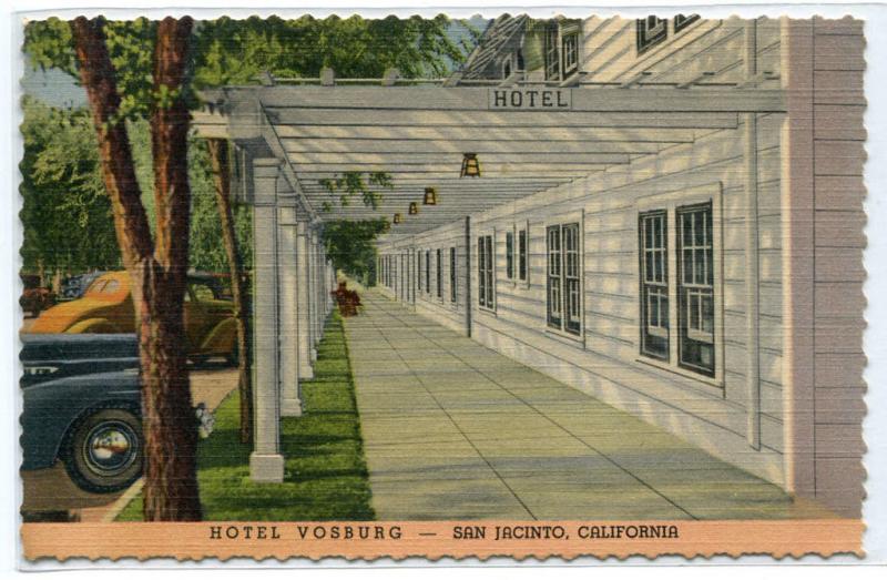 Hotel Vosburg San Jacinto California linen postcard