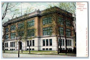 c1905 Grammar School Building Scene Street South Bend Indiana IN Postcard