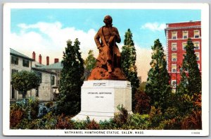 Vtg Salem Massachusetts MA Nathaniel Hawthorne Statue 1920s View Postcard