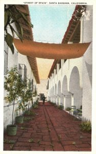 Vintage Postcard Street Of Spain Santa Barbara California CA Western Publishing