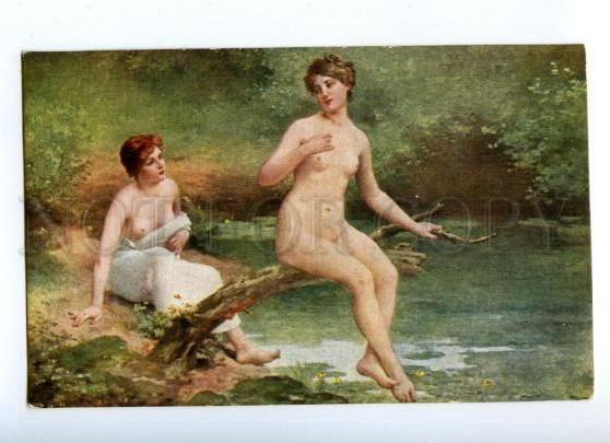 171197 Nude NYMPH on Pond by BALLAVOINE old SALON LAPINA #217