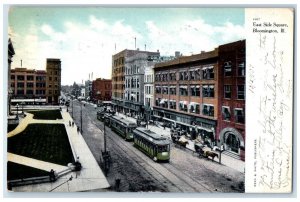 1907 East Side Square Exterior Building Bloomington Illinois IL Vintage Postcard 