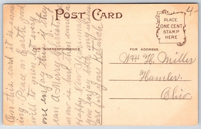 Christmas~Church Under Full Moon~Night Lights~Full Moon~Gray Litho 1908 Postcard