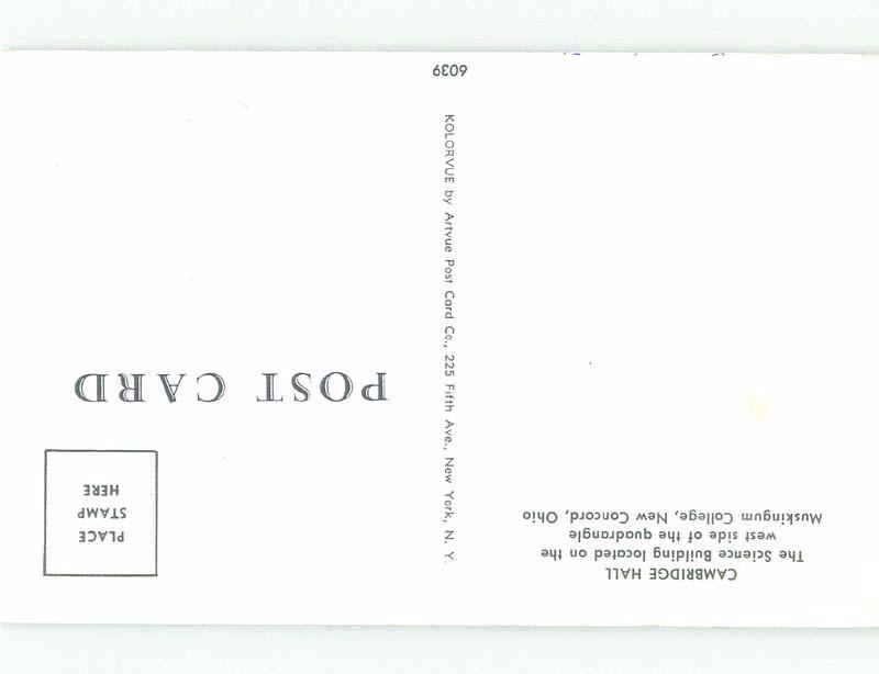 Unused Pre-1980 Muskingum College - New Concord Ohio OH E1578