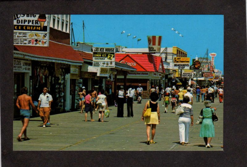 NJ Wildwood Amusement Park Boardwalk KFC Beachboys Shop New Jersey Postcard