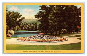 Wheeling Park Lake Wheeling West Virginia WV Linen Postcard R13