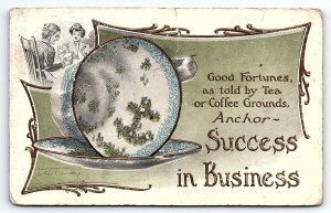 1908 DAVENPORT IOWA GOOD FORTUNES TOLD BY TEA COFFEE GROUNDS POSTCARD P2749