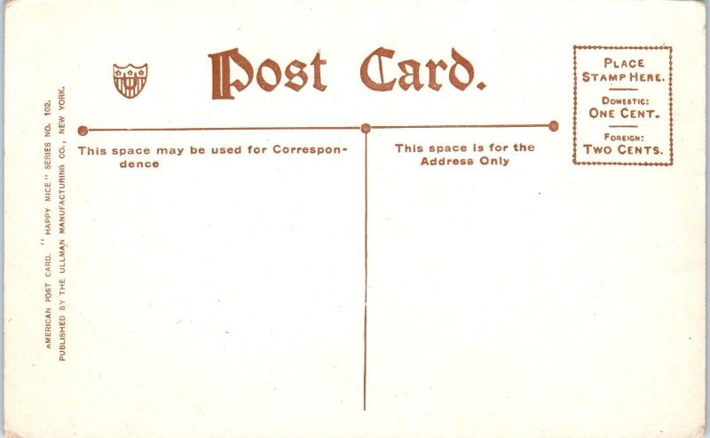 1907 My Wife Won't Let Me! Mouse Trap Artist Signed Ullman Postcard