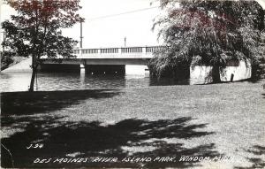 1940s RPPC Des Moines River Island Park & Bridge Windom MN Cottonwood Co LL Cook