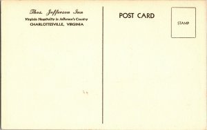 Thos Jefferson Inn Charlottesville Virginia Motel Vintage Unposted Postcard 