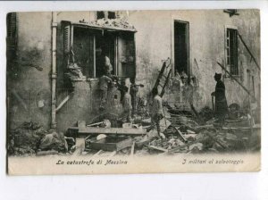 401567 ITALY Messina after earthquake rescuers 1909 year RPPC