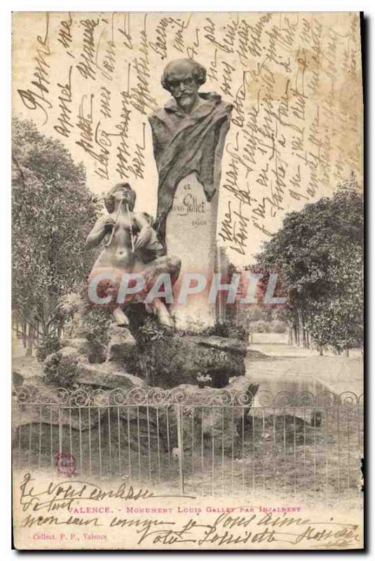 Postcard Old Valence (Drome) Monument Louis Gallet For Inzalbert