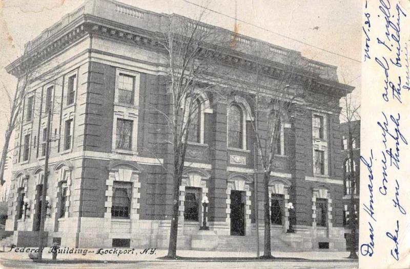 Lockport New York Federal Building Exterior View Antique Postcard J74720