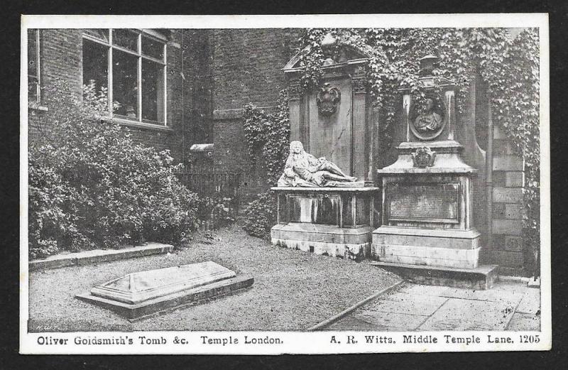 Oliver Goldsmith Tomb London England Unused c1910s