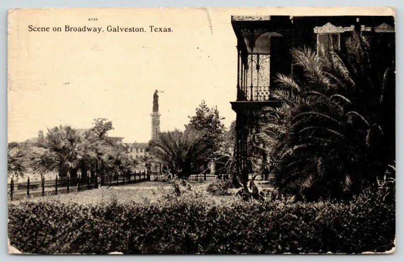 Galveston Texas~Broadway & Rosenburg~1836 Heroes Monument~Close Up Home~1911 