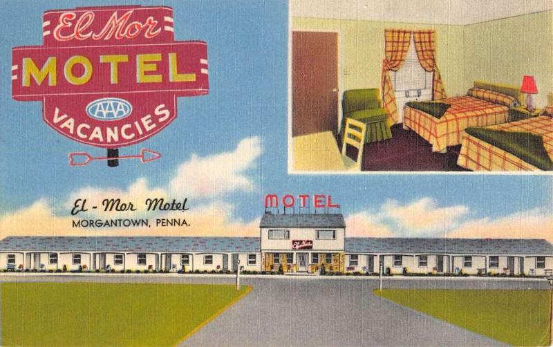 Morgantown Pennsylvania El Mor Motel Multiview Antique Postcard K86559